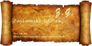 Zvolenszki Géza névjegykártya